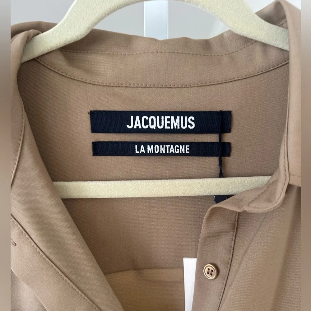 NWT Jacquemus ‘La Robe Jocou’ Midi Shirt Dress Tan/Beige FR44/ US12 $840 Retail - Picture 11 of 14